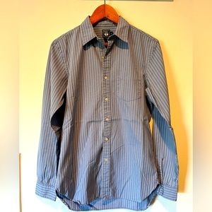 Mens Rugby Ralph Lauren shirt blue with black & white stripes Size small slimfit